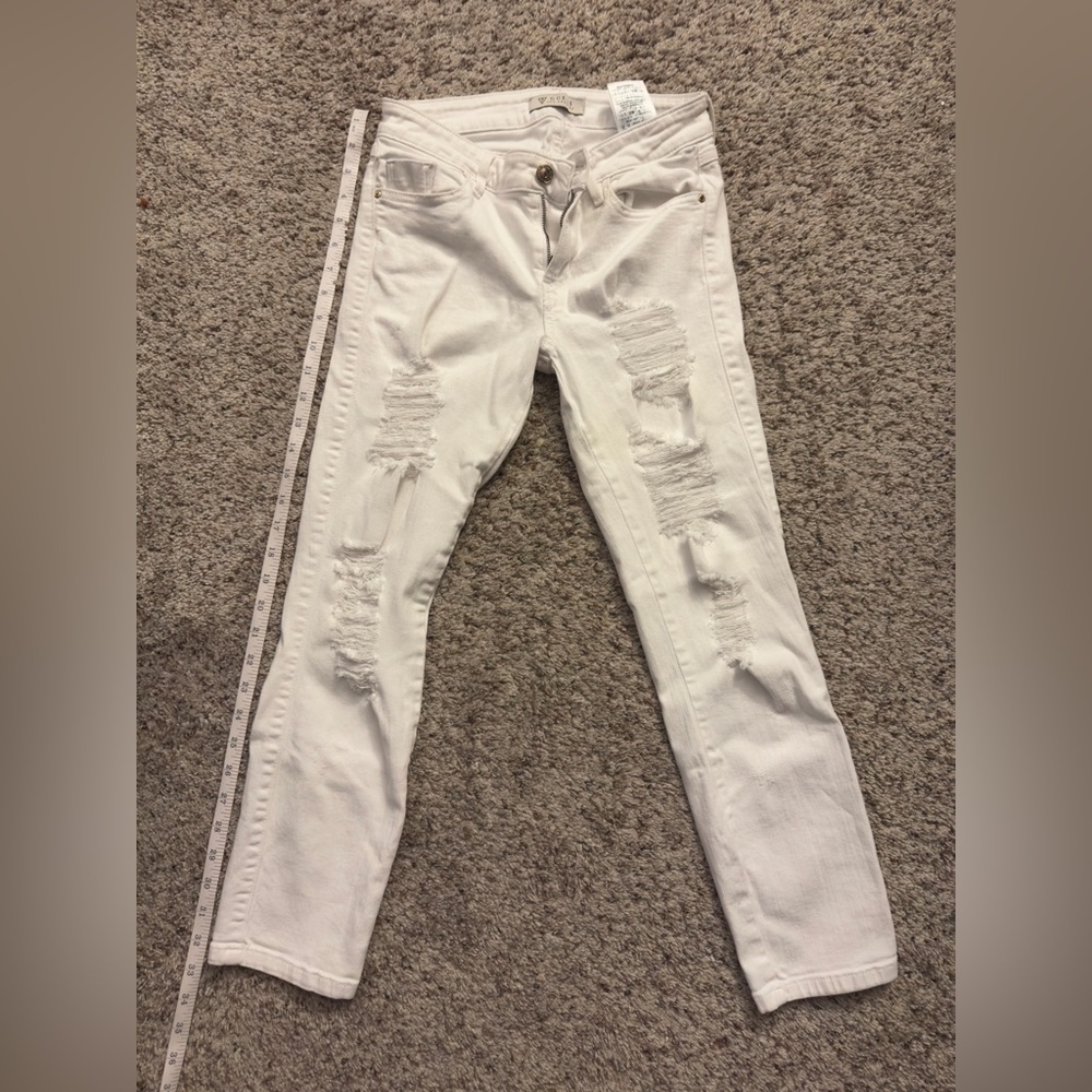 Guess Women's Ripped White Cropped Skinny Jeans
